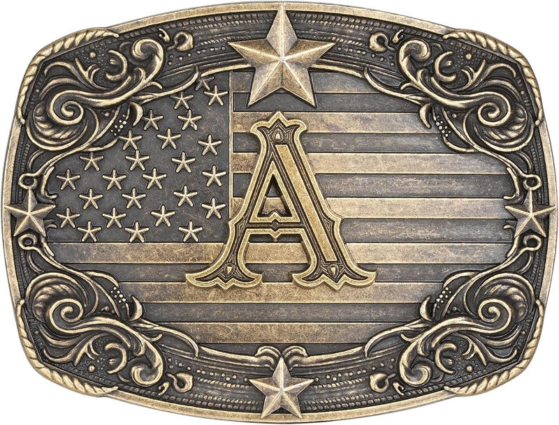Flipslo Store Western Belt Buckle for Men Women Initial Letter A to Z Cowboy Belt Buckle Texas Buckle hebillas vaqueras para hombre - Image 1
